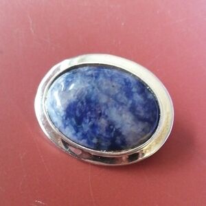 ❤️BOGO❤️Vintage Sodalite Stone Silvertone Frame Brooch